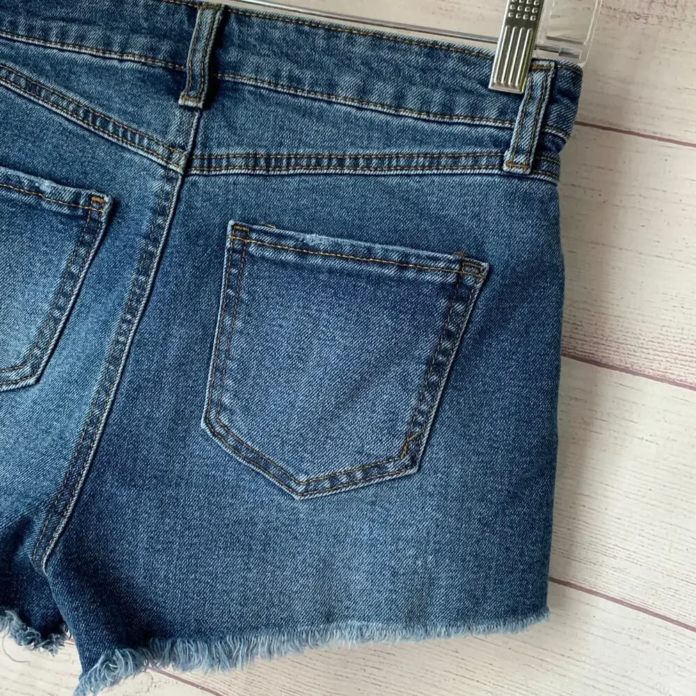 Sincerely Jules Denim Blue Jean Cutoff Shorts Distressed Medium Wash Size 7/28